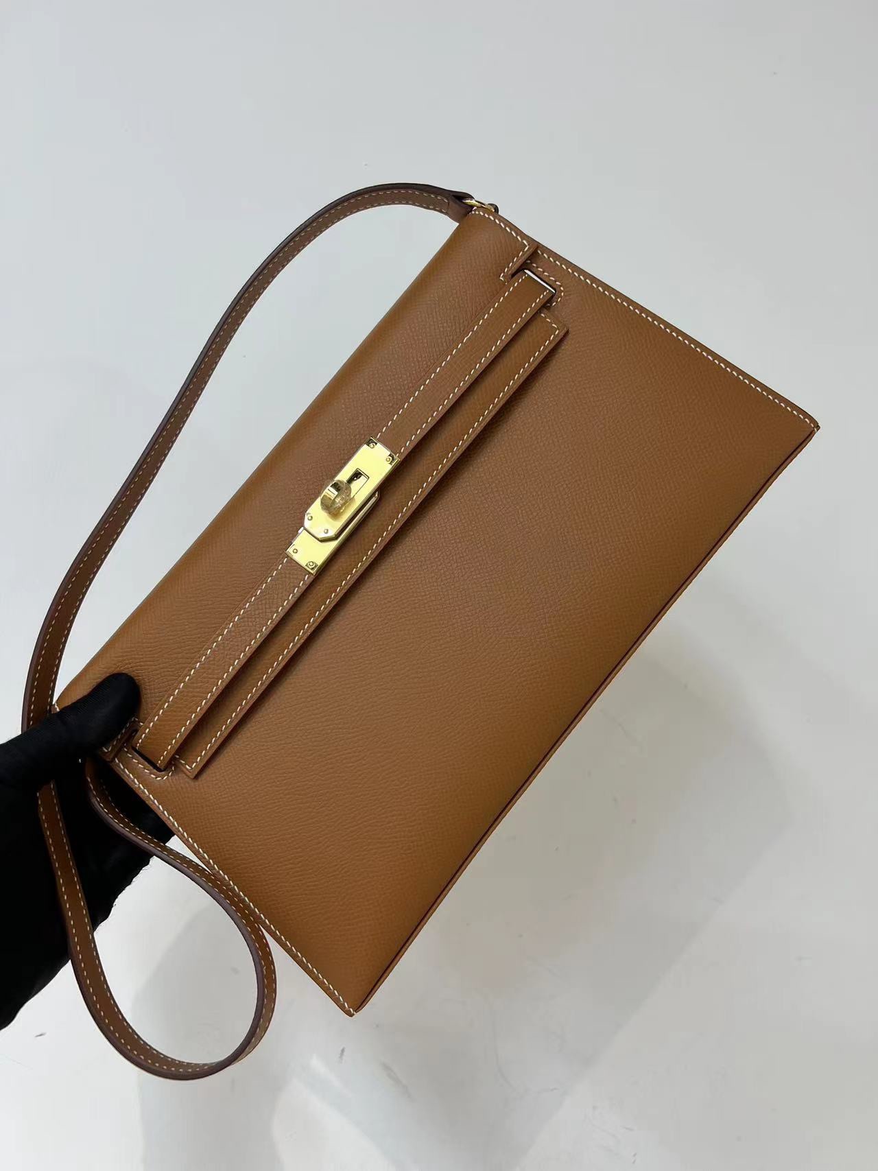 Hermes Kelly Elan Shoulder Bag in Brown Epsom Leather